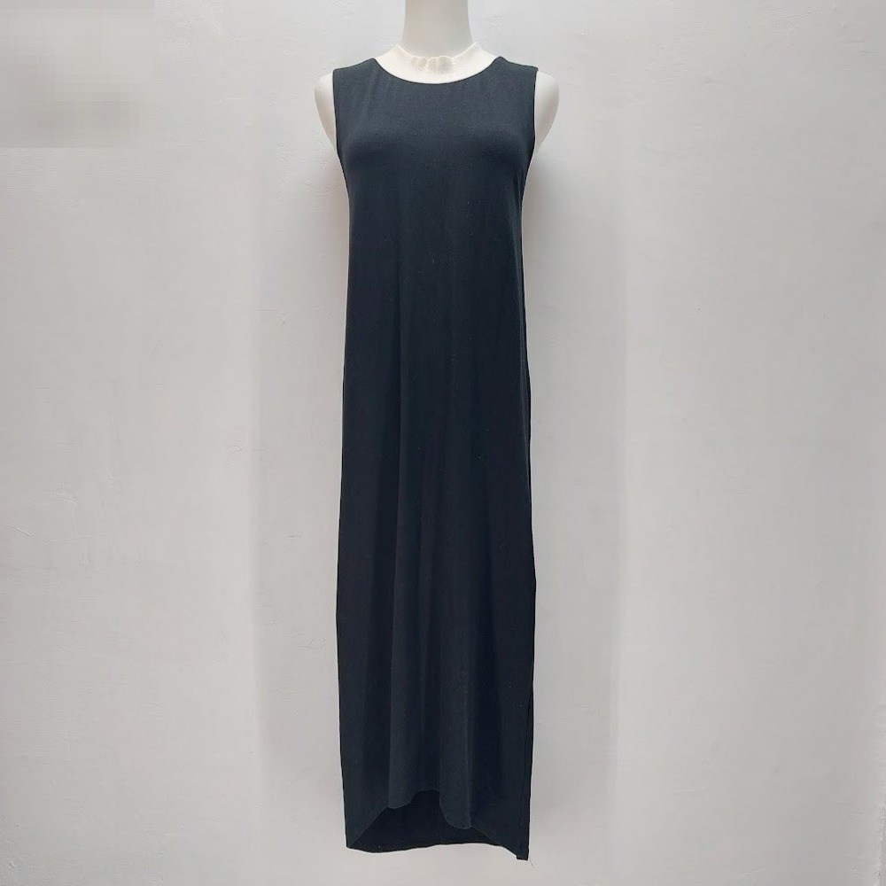 Monki Maxi Dress Women's XS Black Scandi Edgy Contrast Mock Neck Sleeveless
